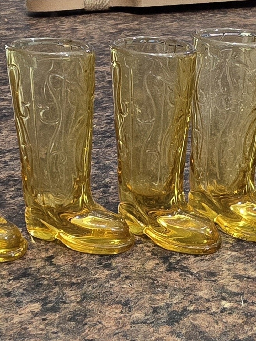 Amber Glass Boot-Shaped Shot Glasses - Set of 5